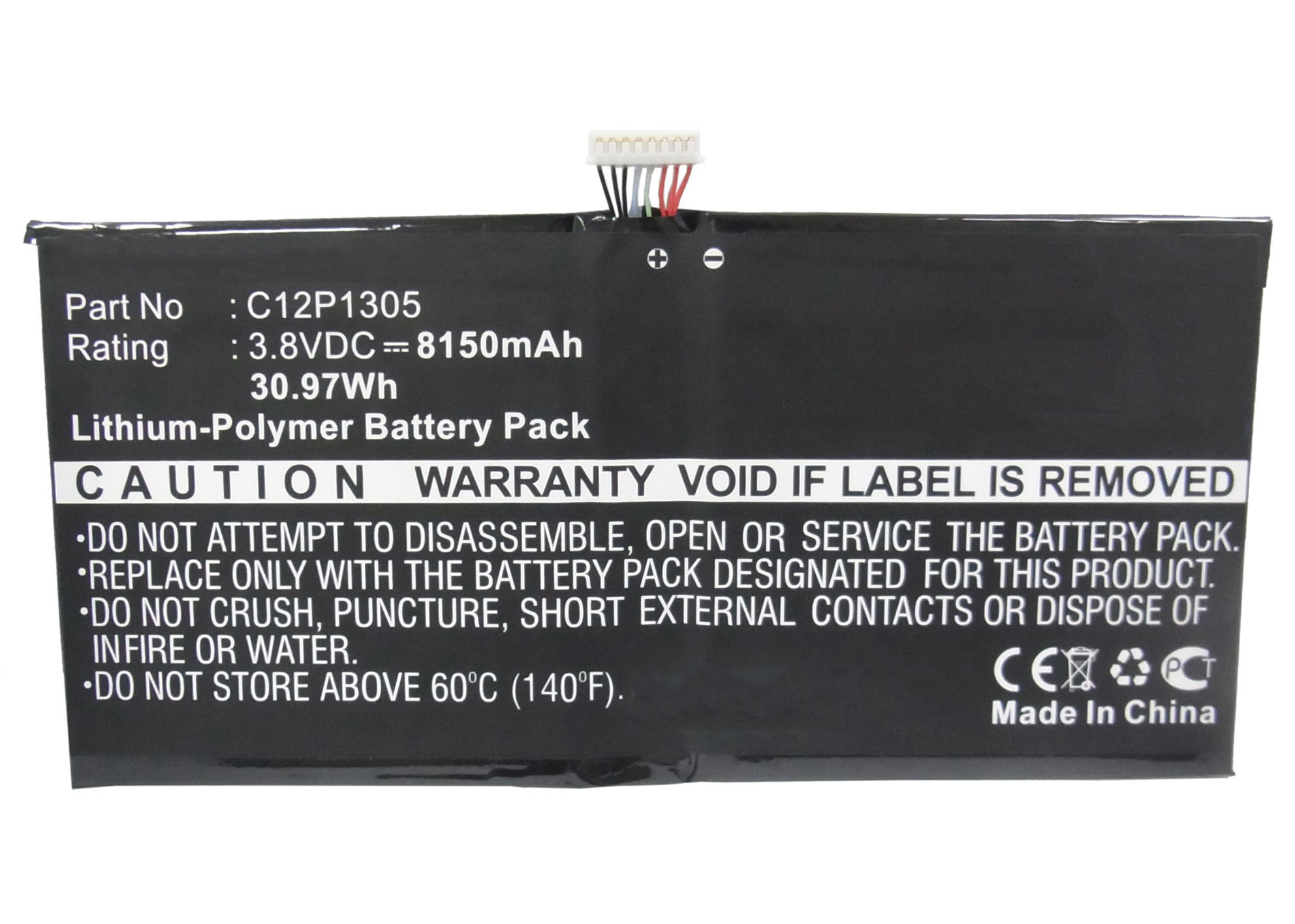 Synergy Digital Tablet Battery, Compatible with Asus C12P1305 Tablet Battery (Li-Pol, 3.8V, 8150mAh)