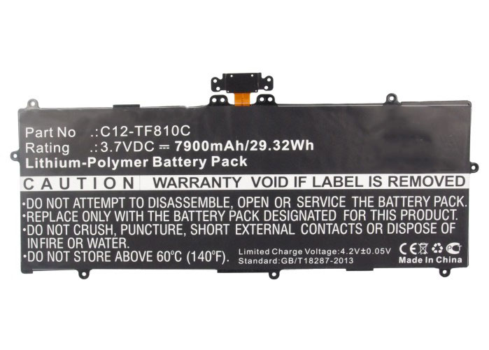 Synergy Digital Tablet Battery, Compatible with Asus C12-TF810C Tablet Battery (Li-Pol, 3.7V, 7900mAh)