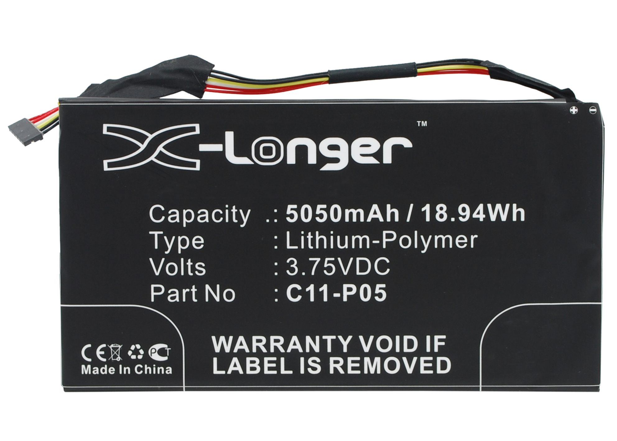 Synergy Digital Tablet Battery, Compatible with Asus C11-P05 Tablet Battery (Li-Pol, 3.75V, 5050mAh)