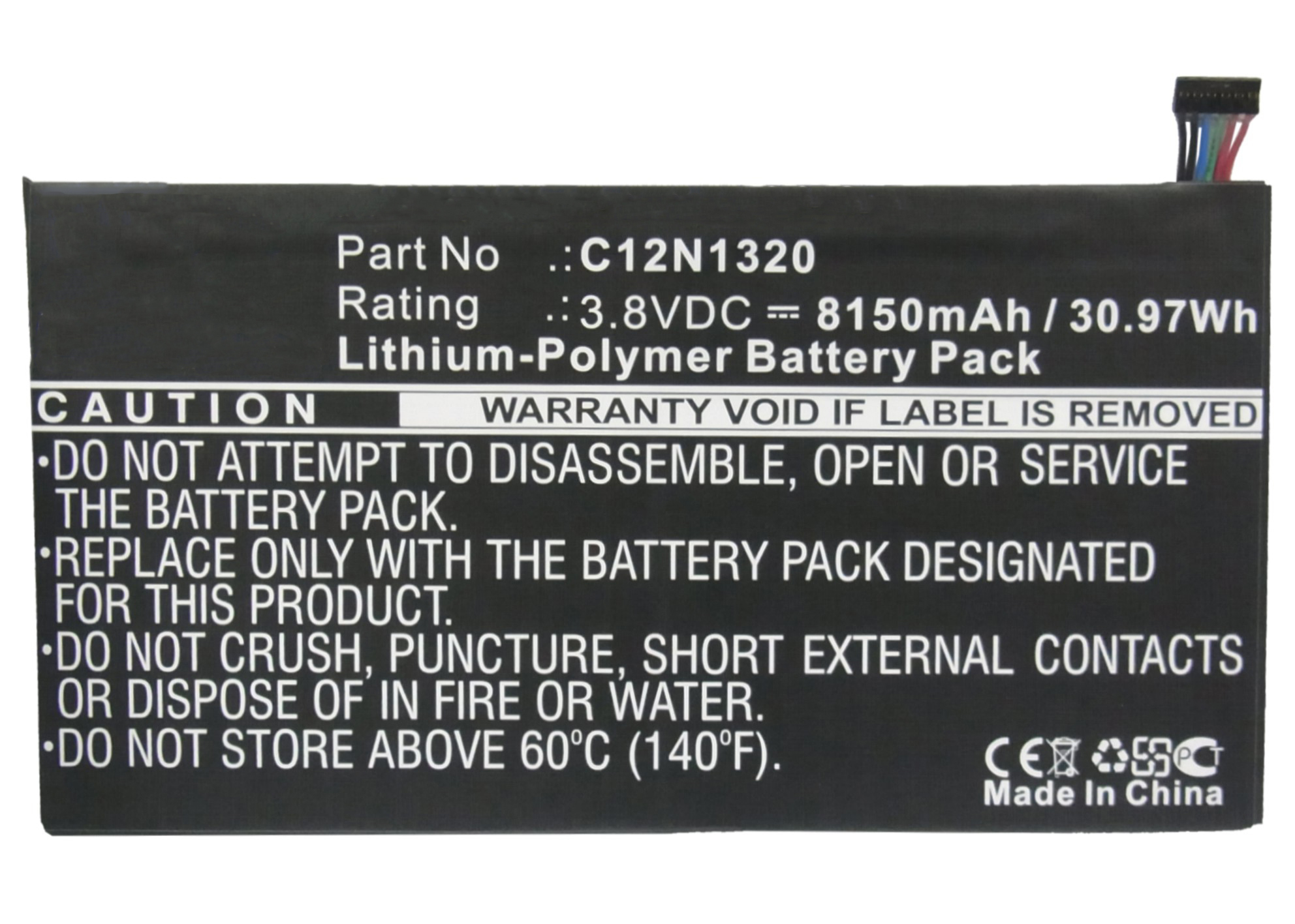 Synergy Digital Tablet Battery, Compatible with Asus C12N1320 Tablet Battery (Li-Pol, 3.8V, 8150mAh)
