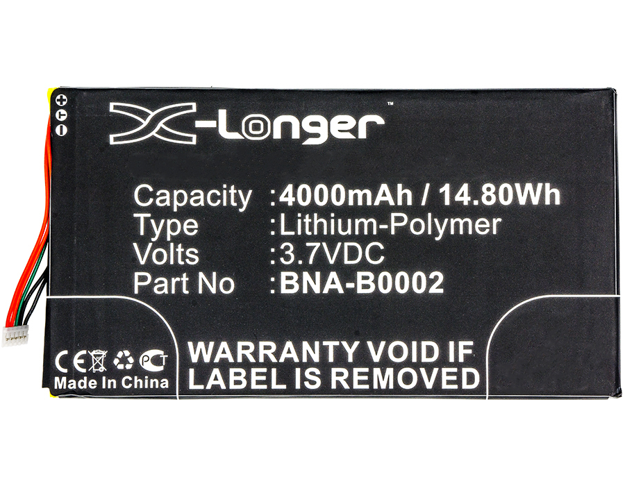 Synergy Digital Tablet Battery, Compatible with Barnes & Noble BNA-B0002 Tablet Battery (Li-Pol, 3.7V, 4000mAh)