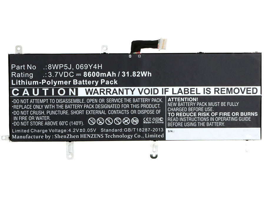 Synergy Digital Tablet Battery, Compatible with DELL 069Y4H Tablet Battery (Li-Pol, 3.7V, 8600mAh)