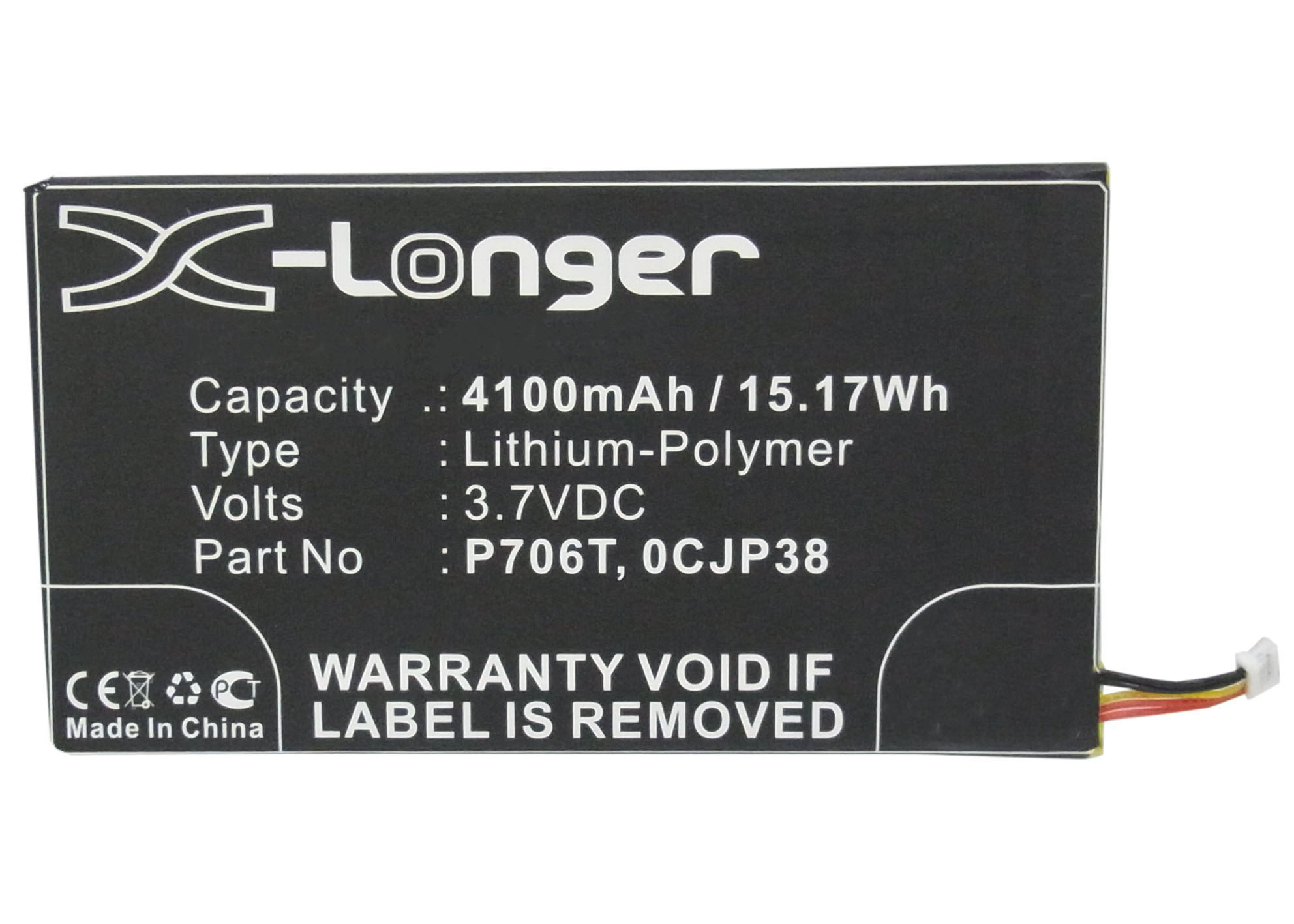 Synergy Digital Tablet Battery, Compatible with DELL 0CJP38 Tablet Battery (Li-Pol, 3.7V, 4100mAh)