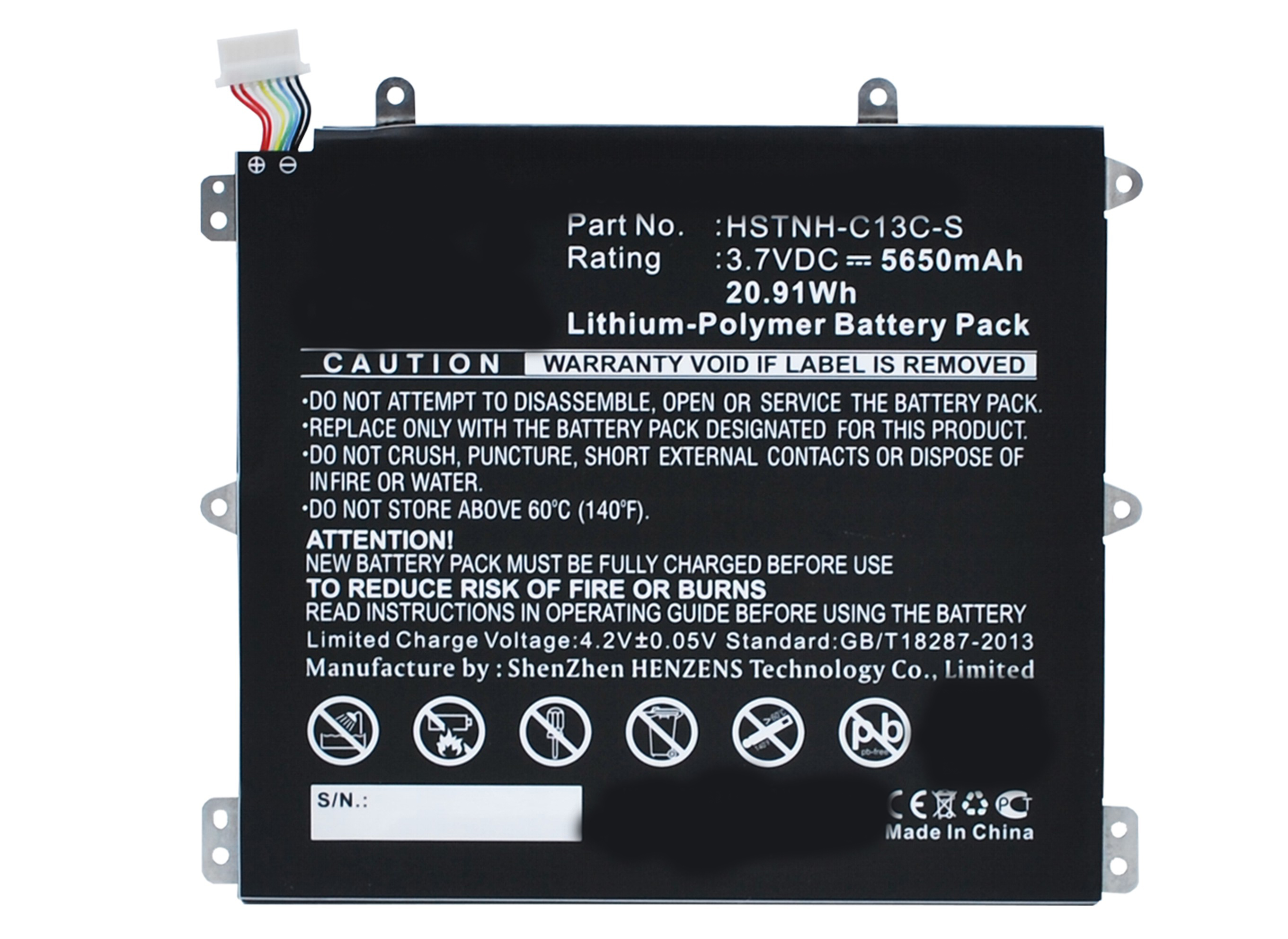 Synergy Digital Tablet Battery, Compatible with HP HSTNH-C13C-S Tablet Battery (Li-Pol, 3.7V, 5650mAh)