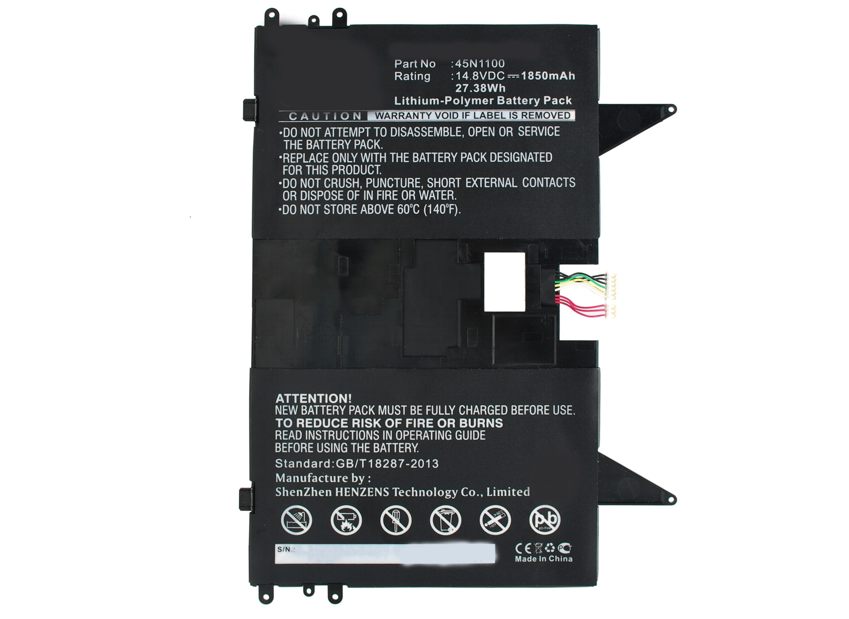 Synergy Digital Battery Compatible With Lenovo 45N1100 Tablet Battery - (Li-Pol, 14.8V, 1850 mAh)