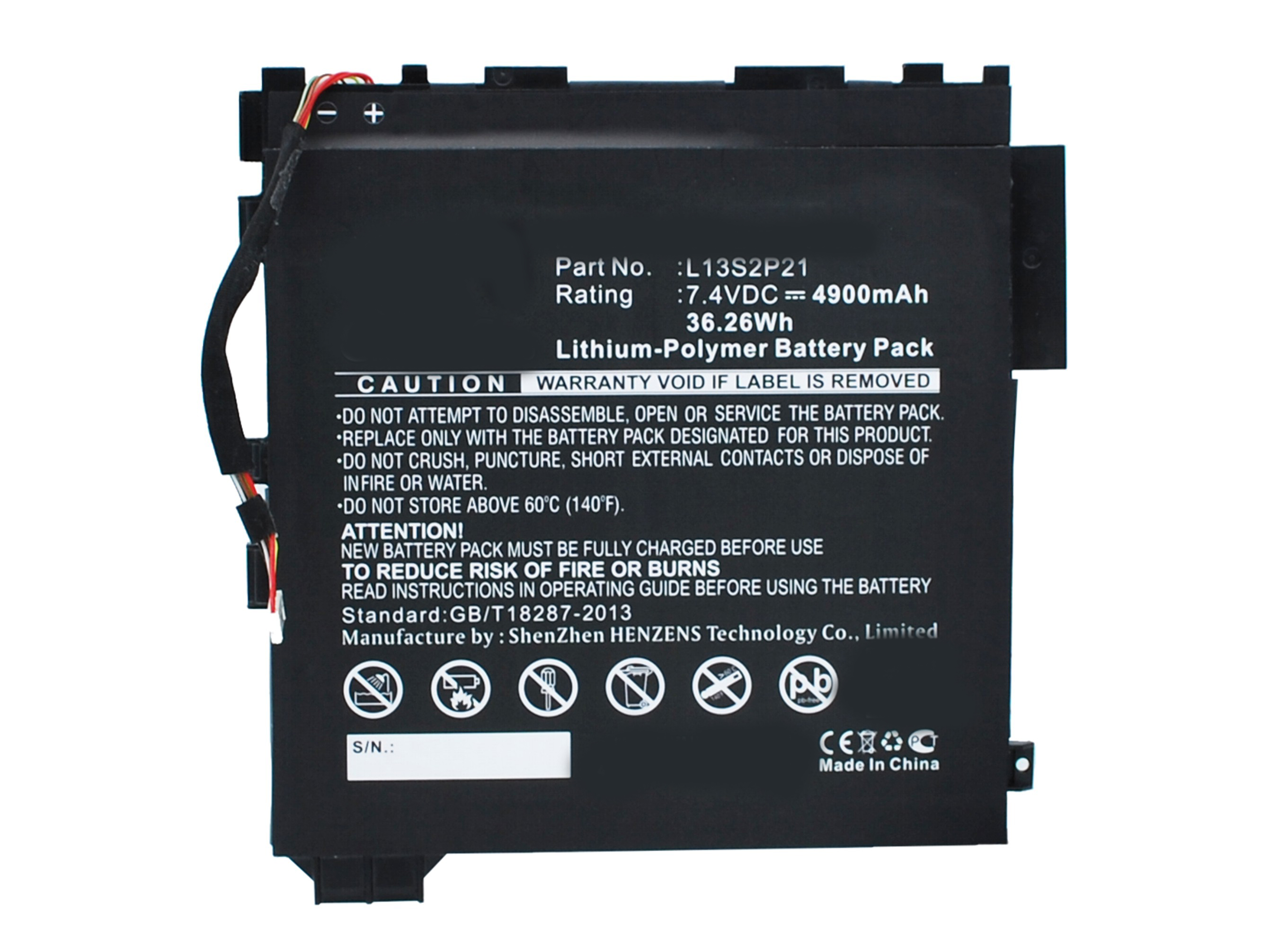 Synergy Digital Tablet Battery, Compatible with Lenovo L13M2P23 Tablet Battery (Li-Pol, 7.4V, 4900mAh)