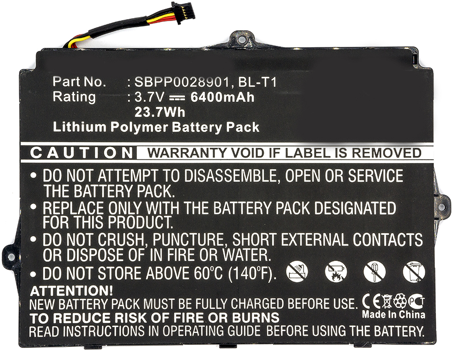 Synergy Digital Tablet Battery, Compatible with LG BL-T1 Tablet Battery (Li-Pol, 3.7V, 6400mAh)