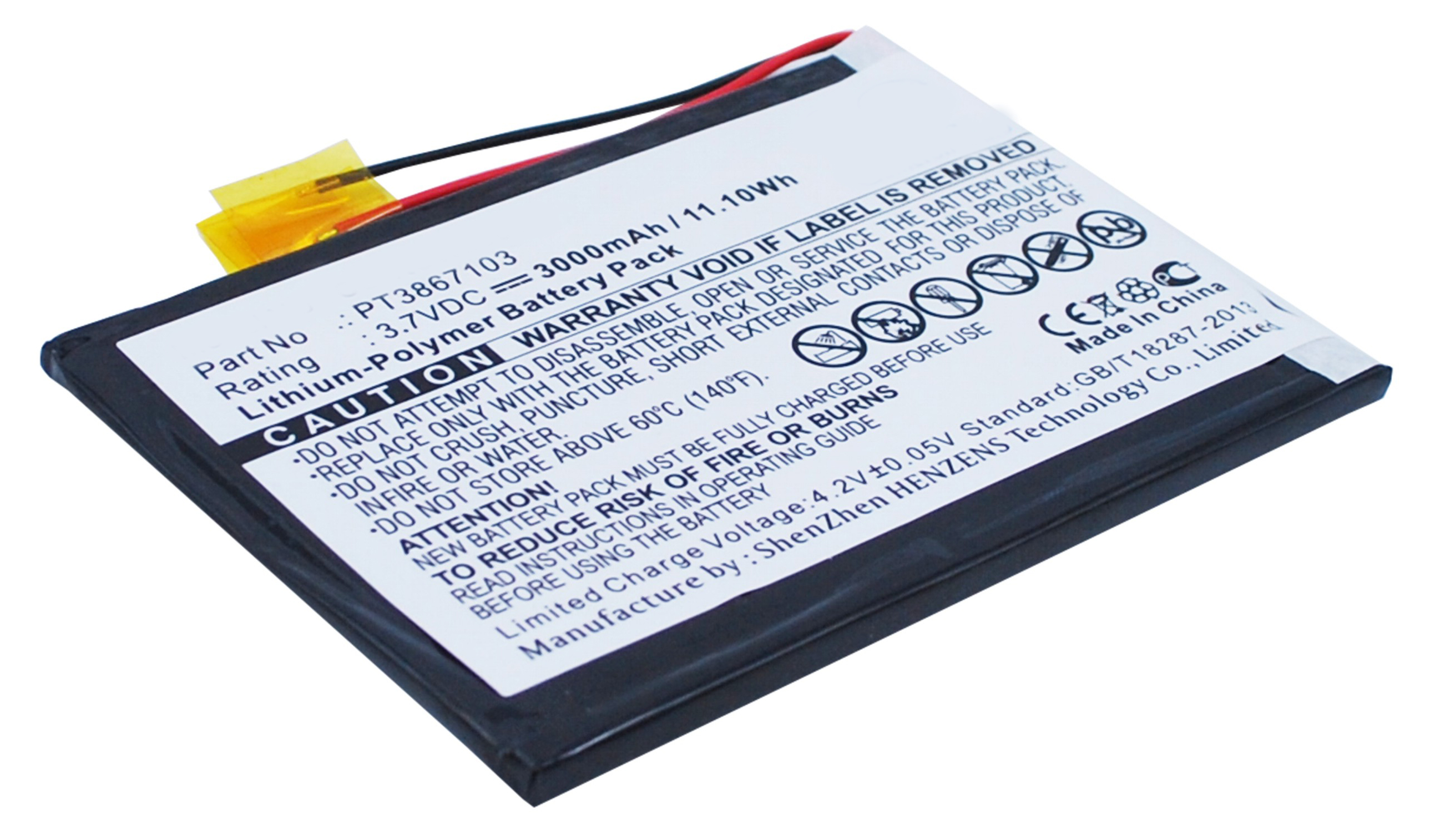 Synergy Digital Tablet Battery, Compatible with RCA PT3867103 Tablet Battery (Li-Pol, 3.7V, 3000mAh)