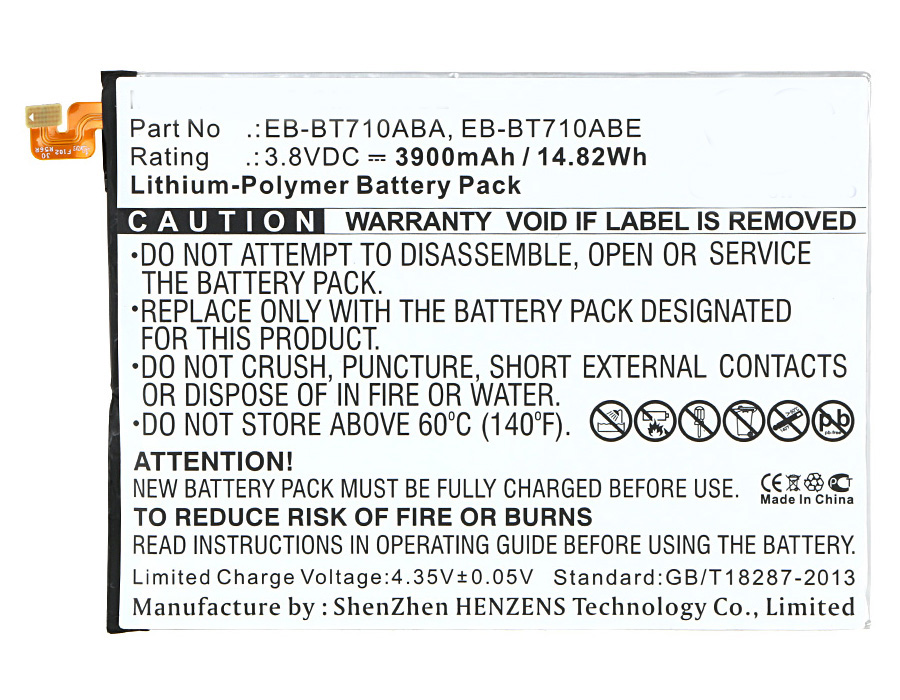 Synergy Digital Battery Compatible With Samsung EB-BT710ABA Tablet Battery - (Li-Pol, 3.8V, 3900 mAh)