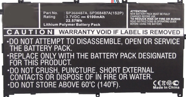 Synergy Digital Tablet Battery, Compatible with Samsung SP368487A Tablet Battery (Li-Pol, 3.7V, 6100mAh)