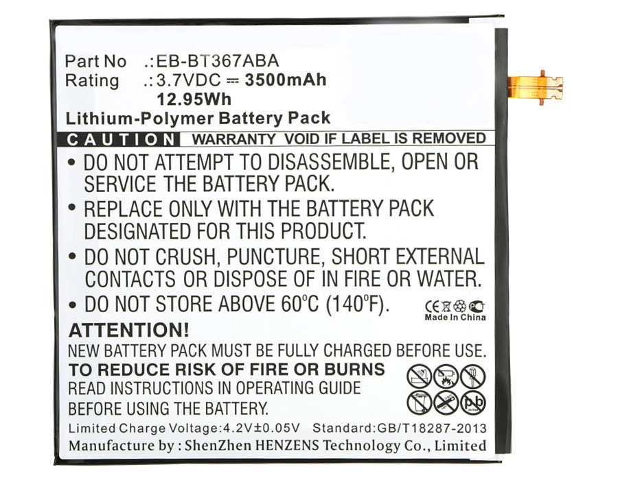 Synergy Digital Tablet Battery, Compatible with Samsung EB-BT367ABA Tablet Battery (Li-Pol, 3.7V, 3500mAh)