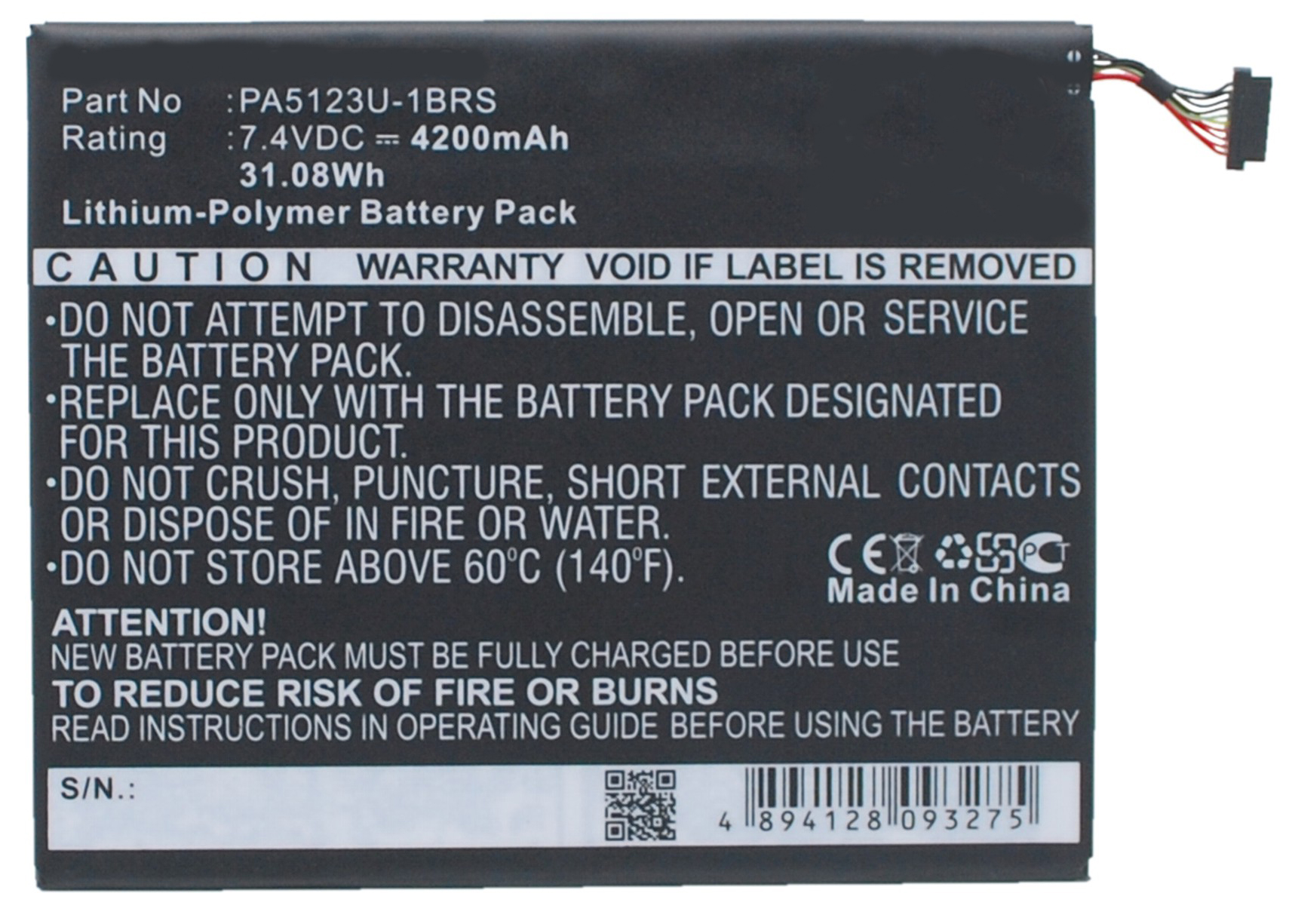 Synergy Digital Tablet Battery, Compatible with Toshiba PA5123U-1BRS Tablet Battery (Li-Pol, 7.4V, 4200mAh)