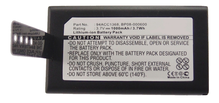 Synergy Digital Barcode Scanner Battery, Compatible with Datalogic BP08-000600 Barcode Scanner Battery (Li-ion, 3.7V, 1000mAh)