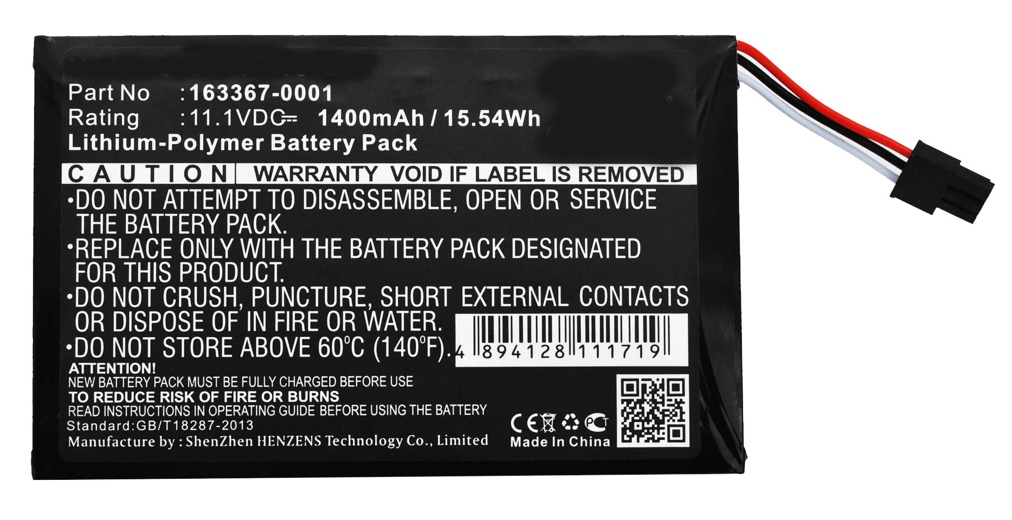 Synergy Digital Barcode Scanner Battery, Compatible with Honeywell 163367-0001 Barcode Scanner Battery (Li-Pol, 11.1V, 1400mAh)