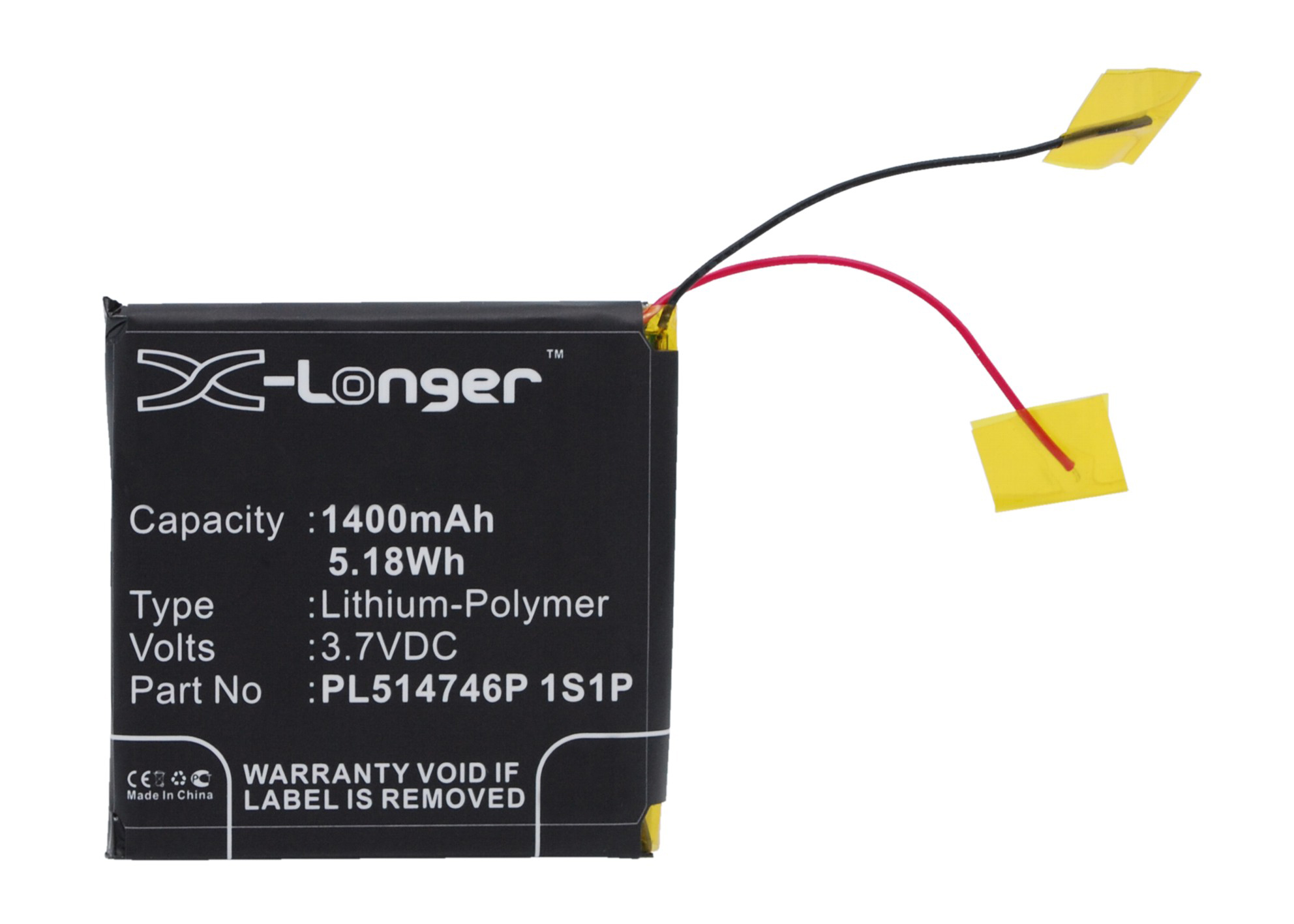 Synergy Digital Amplifier Battery, Compatible with Fiio PL514746P 1S1P Amplifier Battery (Li-Pol, 3.7V, 1400mAh)