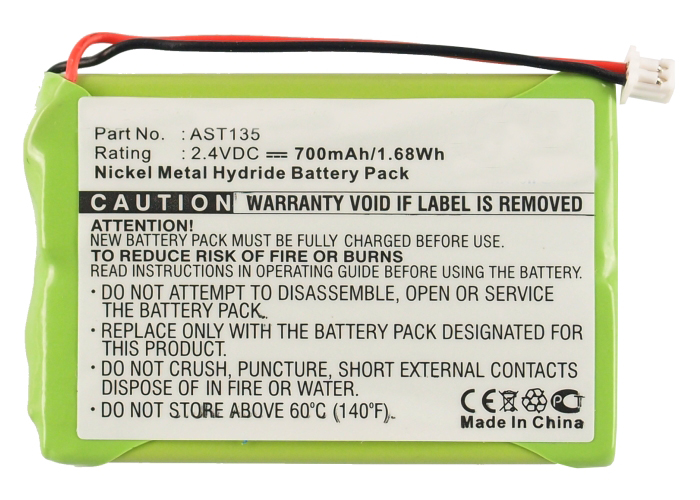 Synergy Digital Cordless Phone Battery, Compatible with Ascom Ascotel Office 135 Cordless Phone Battery (Ni-MH, 2.4V, 700mAh)