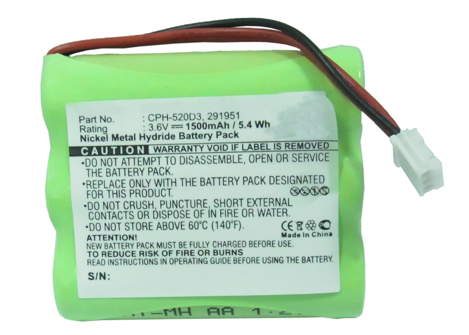 Synergy Digital Cordless Phone Battery, Compatible with RCA 291951 Cordless Phone Battery (Ni-MH, 3.6V, 1500mAh)
