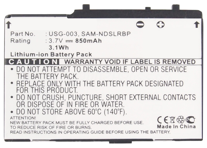 Synergy Digital Game Console Battery, Compatible with Nintendo USG-001 Game Console Battery (Li-ion, 3.7V, 850mAh)