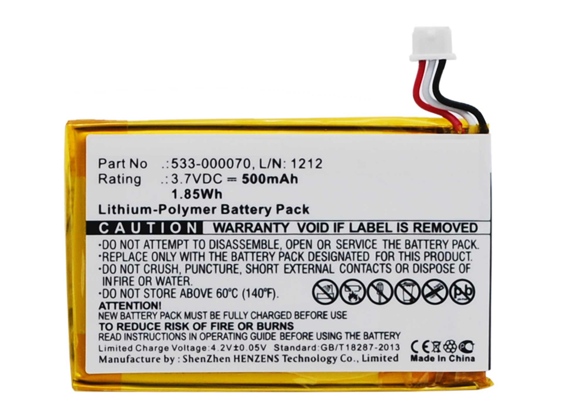 Synergy Digital Keyboard Battery, Compatible with Logitech 533-000070 Keyboard Battery (Li-Pol, 3.7V, 500mAh)