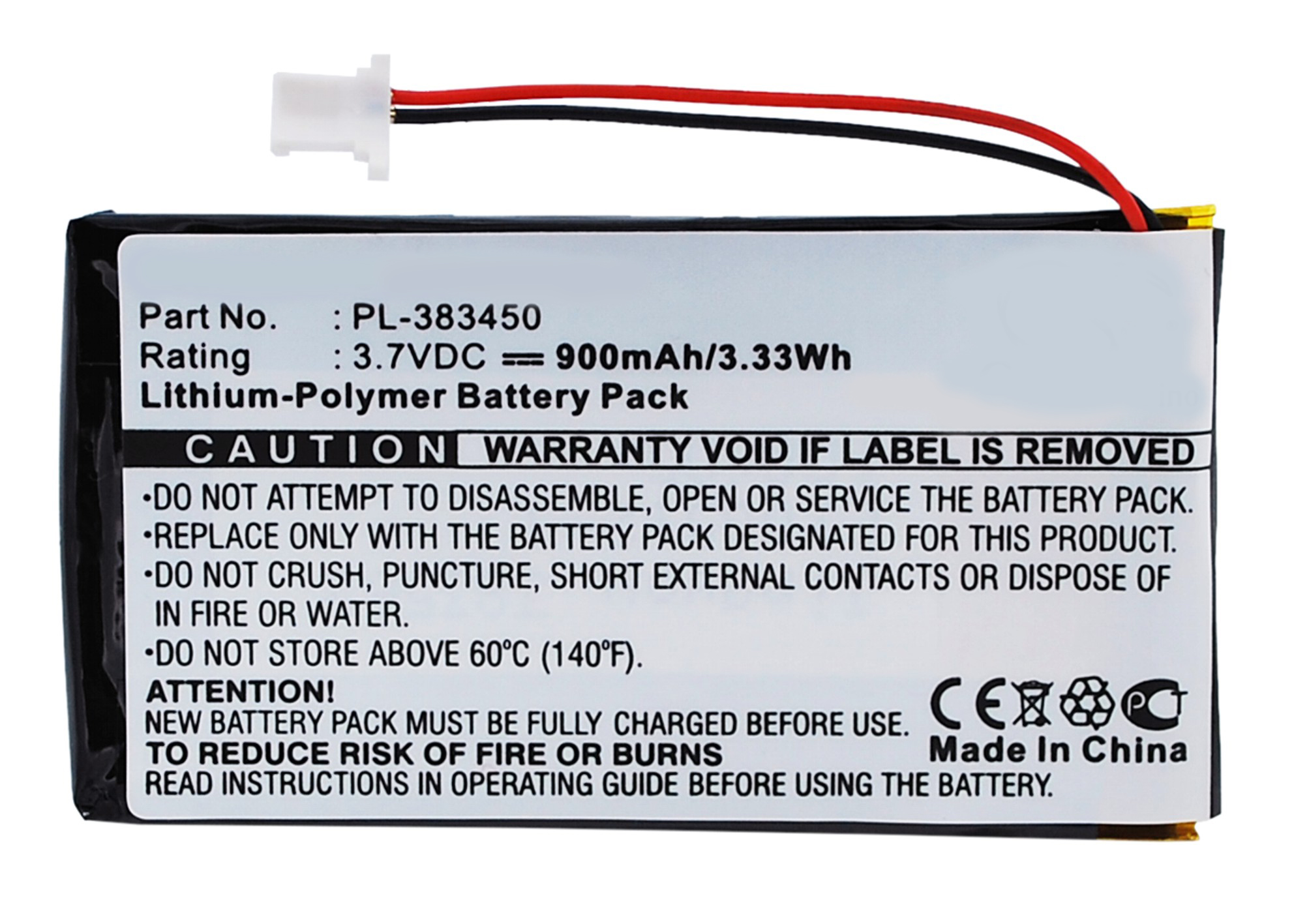 Synergy Digital PDA Battery, Compatible with Sony PL-383450 PDA Battery (Li-Pol, 3.7V, 900mAh)