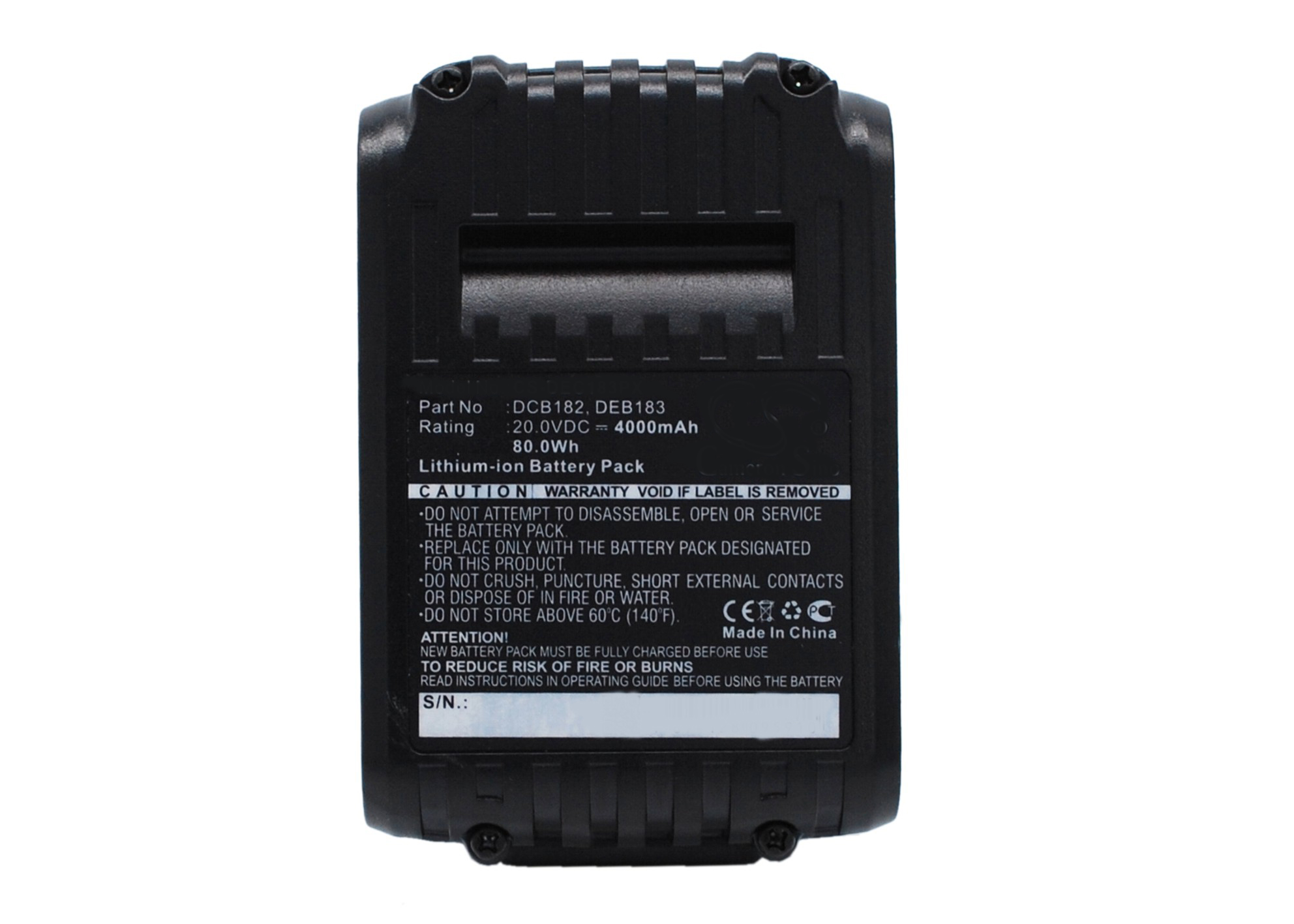 Synergy Digital Battery Compatible With Dewalt DCB182 Power Tool Battery - (Li-Ion, 20V, 4000 mAh)