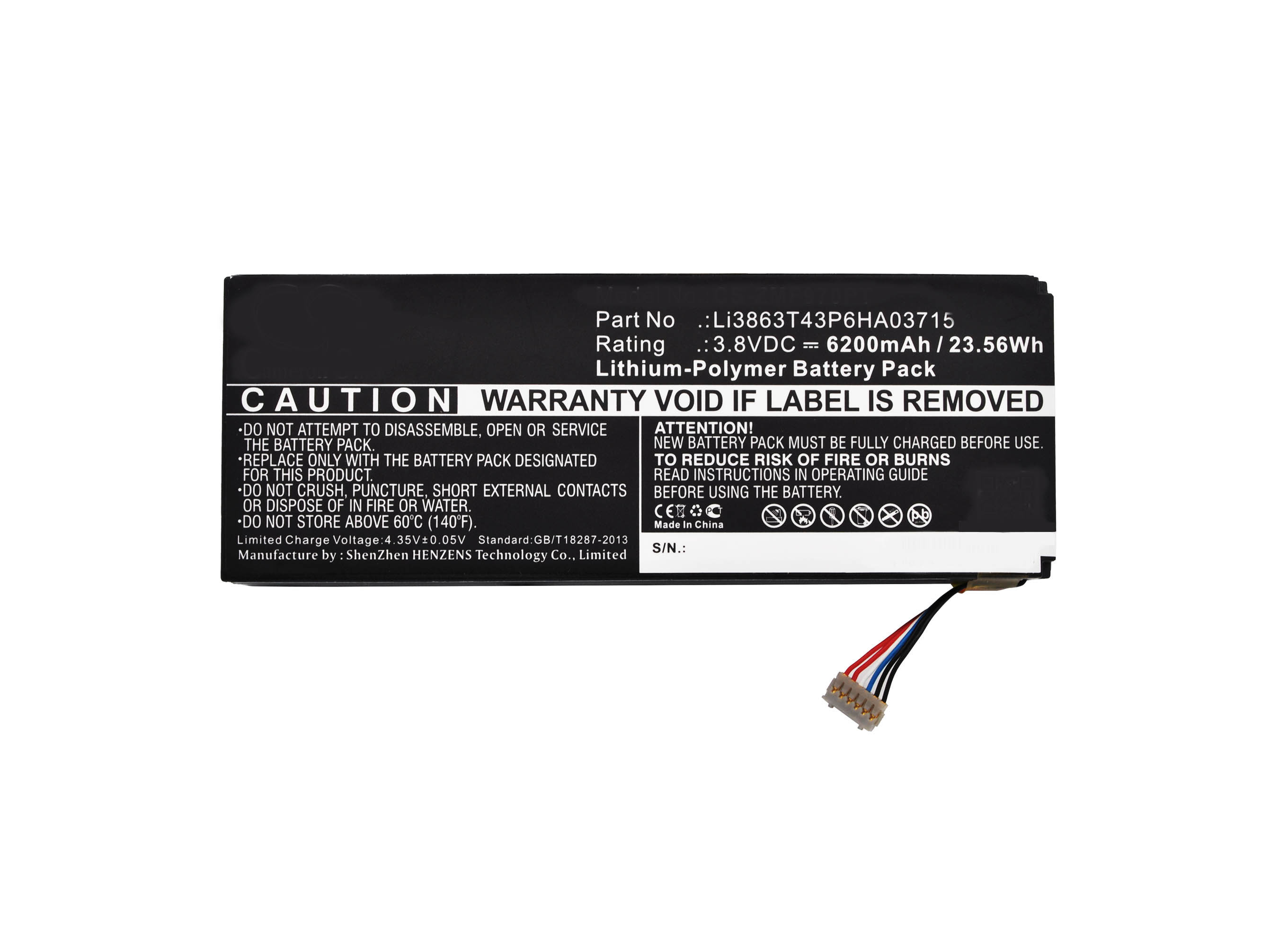 Synergy Digital Battery Compatible With AT&T Li3863T43P6HA03715 Replacement Battery - (Li-Pol, 3.8V, 6200 mAh)