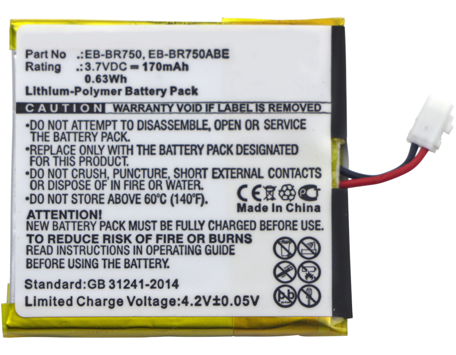 Synergy Digital Battery Compatible With Samsung EB-BR750 Smartwatch Battery - (Li-Pol, 3.7V, 170 mAh)
