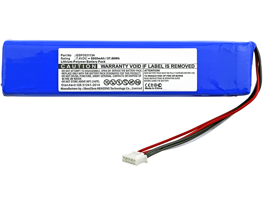 Synergy Digital Speaker Battery, Compatible with JBL GSP0931134 Speaker Battery (Li-Pol, 7.4V, 5000mAh)