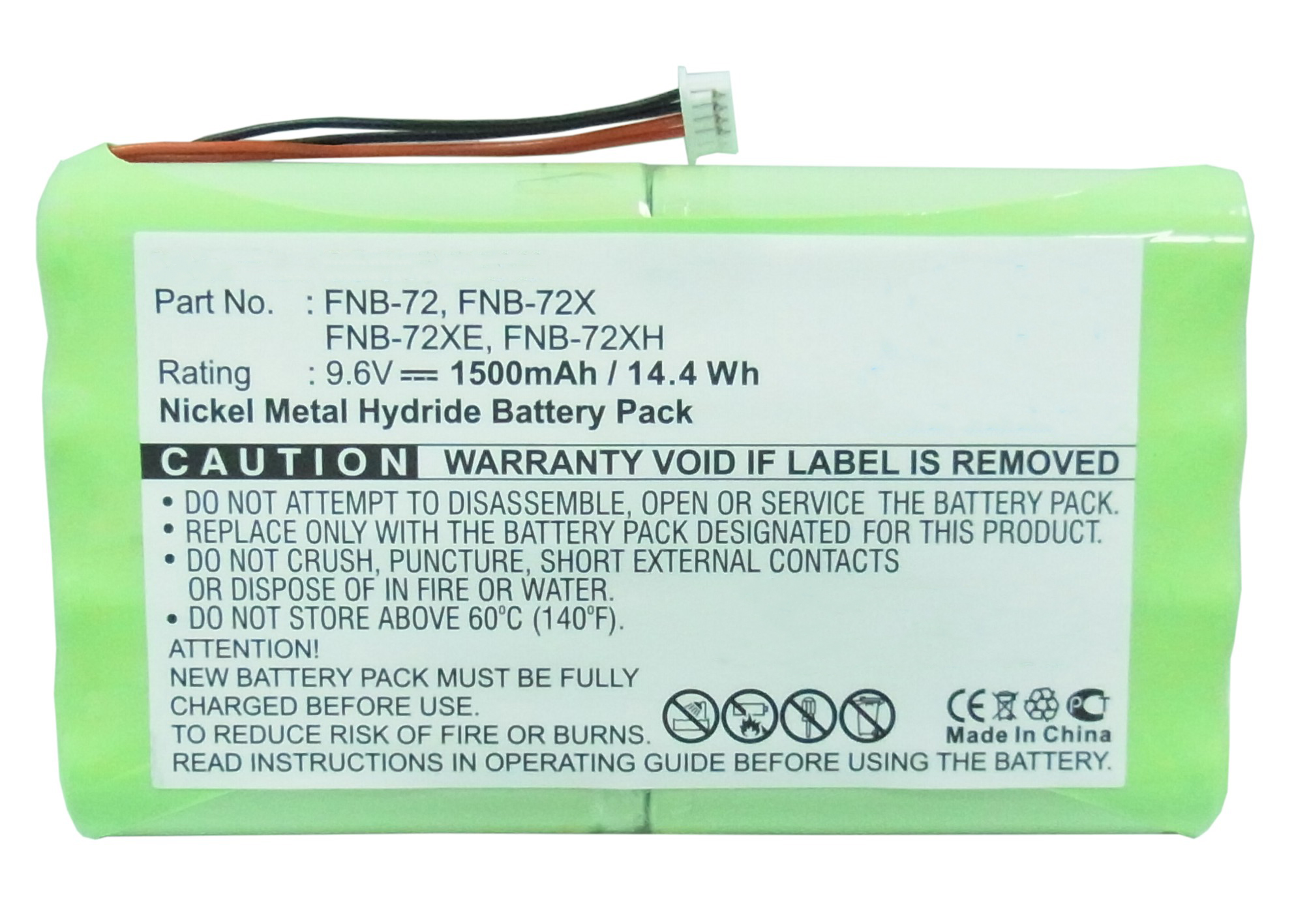 Synergy Digital 2-Way Radio Battery, Compatible with YAESU FNB-72 2-Way Radio Battery (Ni-MH, 9.6V, 1500mAh)
