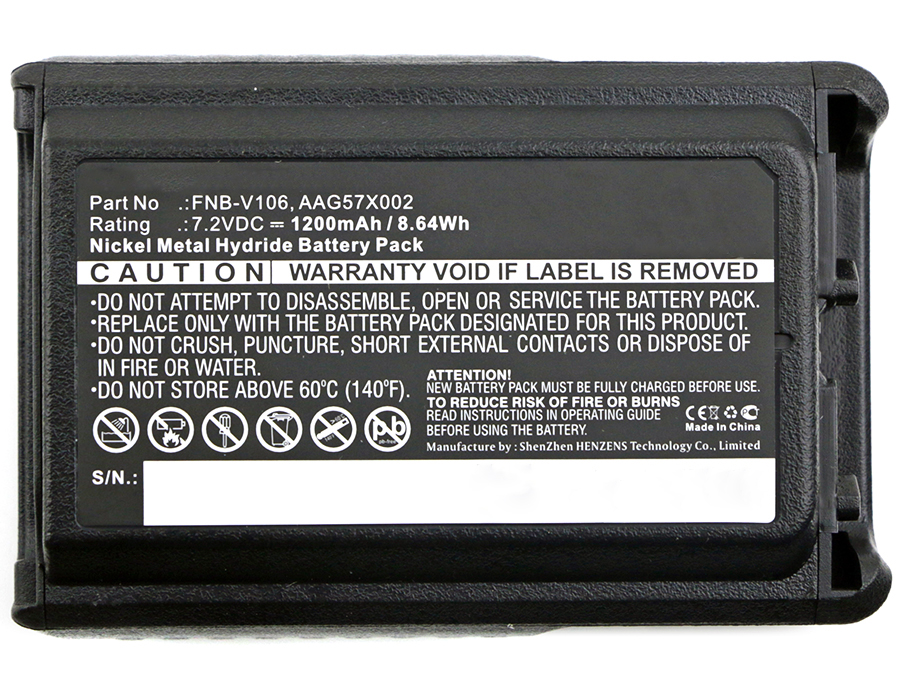 Synergy Digital 2-Way Radio Battery, Compatible with YAESU FNB-V106 2-Way Radio Battery (Ni-MH, 7.2V, 1200mAh)