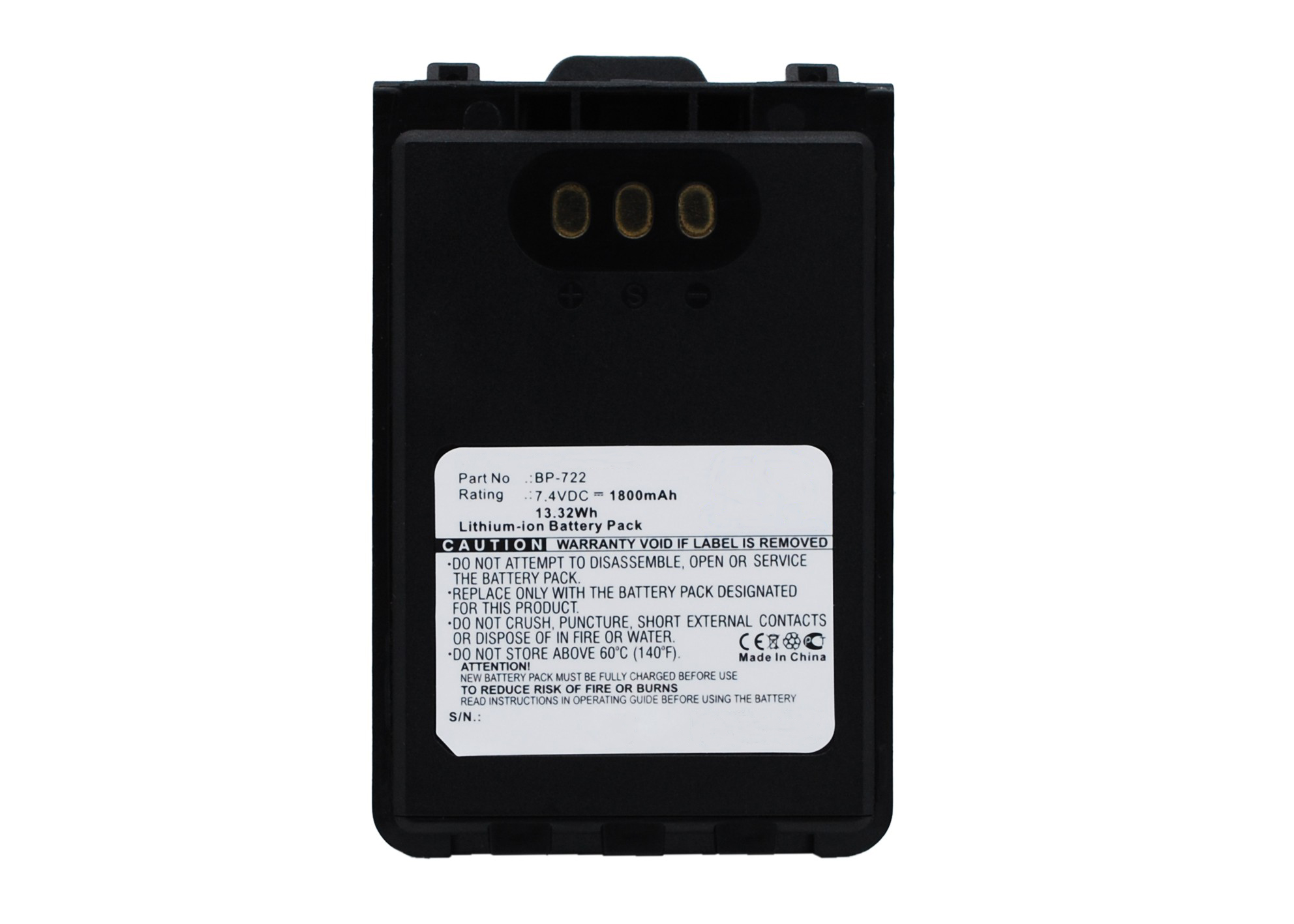 Synergy Digital 2-Way Radio Battery, Compatible with ICOM BP-722 2-Way Radio Battery (Li-ion, 7.4V, 1800mAh)