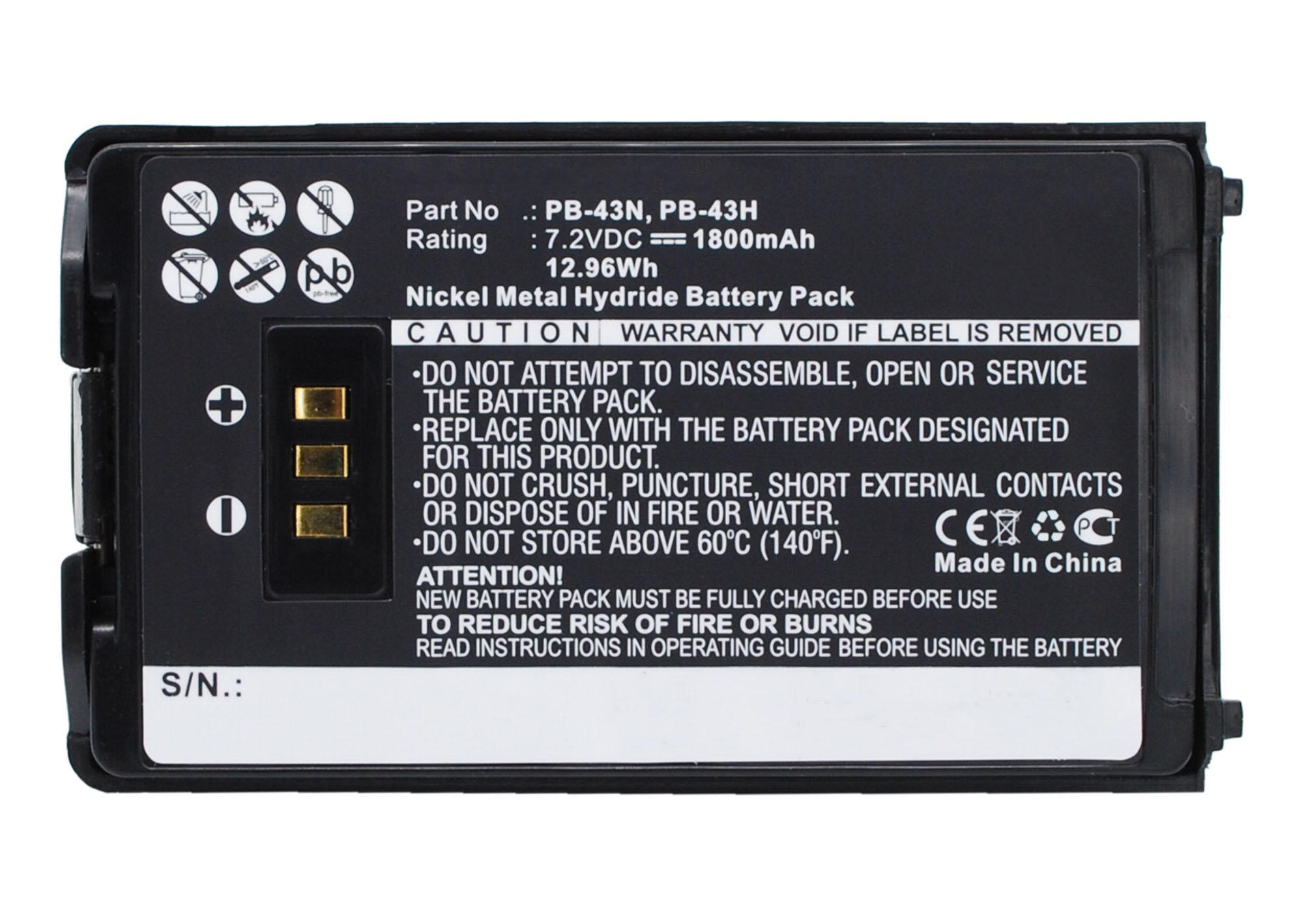 Synergy Digital 2-Way Radio Battery, Compatible with KENWOOD KNB-43 2-Way Radio Battery (Ni-MH, 7.2V, 1800mAh)