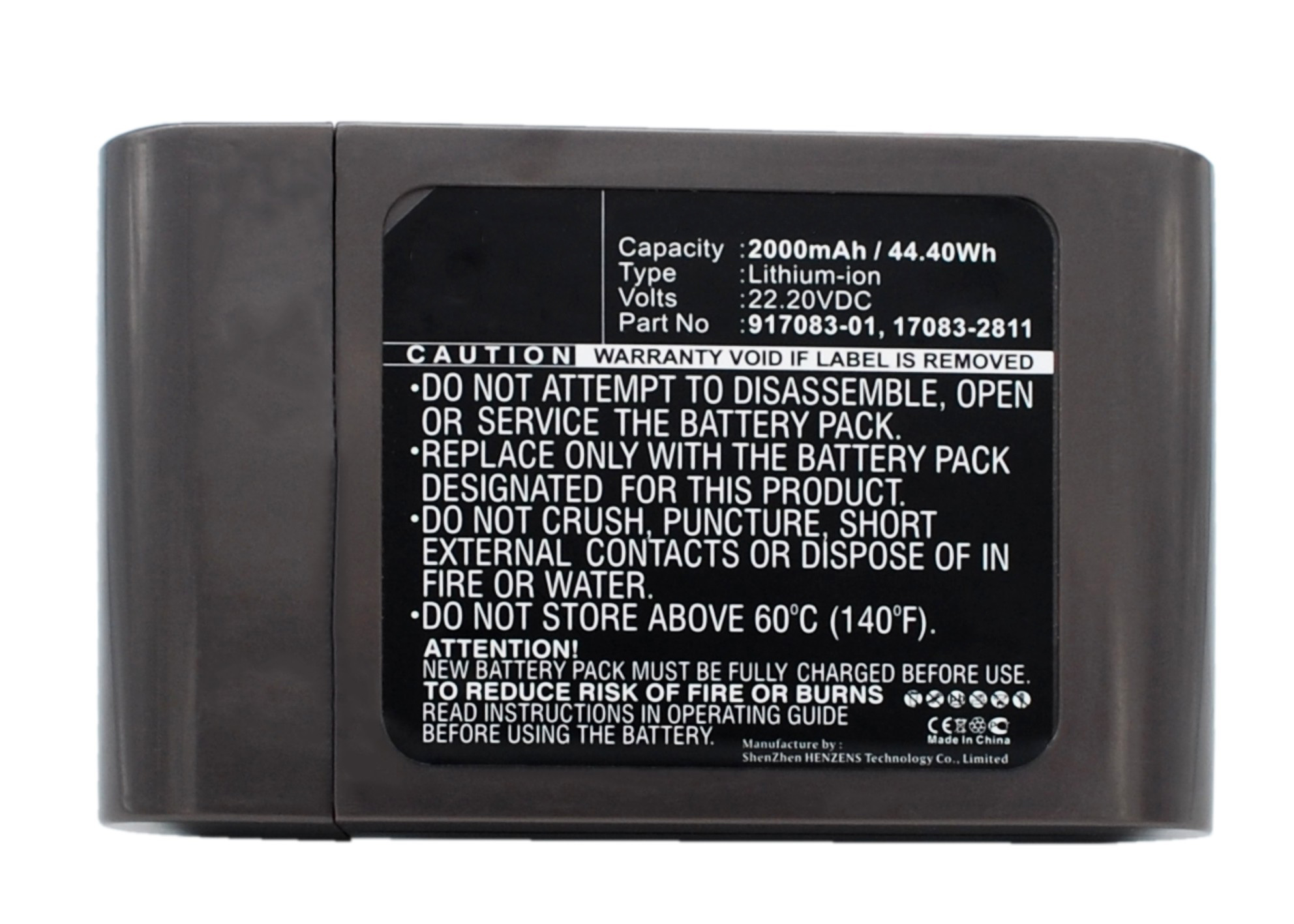 Synergy Digital Battery Compatible With Dyson 17083-2811 Vacuum Cleaner Battery - (Li-Ion, 22.2V, 2000 mAh)