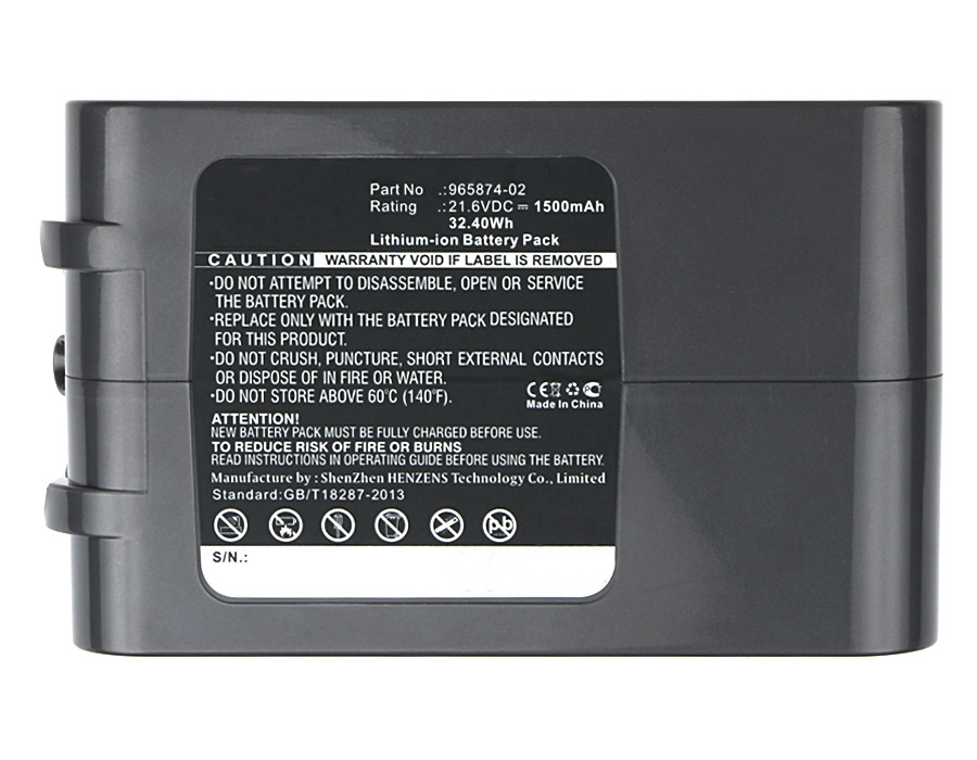 Synergy Digital Vacuum Cleaner Battery, Compatible with Dyson 965874-02 Vacuum Cleaner Battery (Li-ion, 21.6V, 1500mAh)