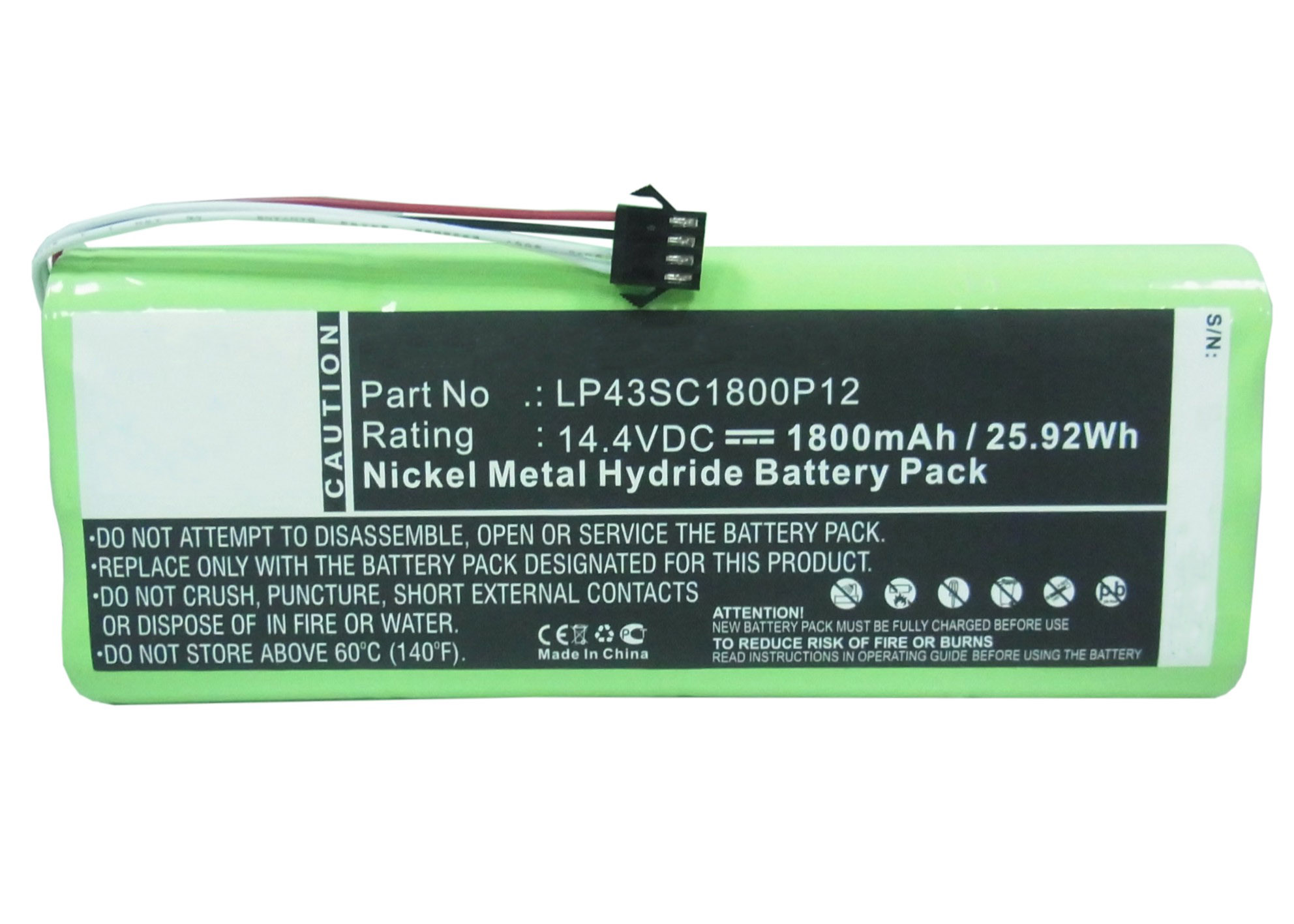 Synergy Digital Vacuum Cleaner Battery, Compatible with Ecovacs LP43SC1800P12 Vacuum Cleaner Battery (Ni-MH, 14.4V, 1800mAh)