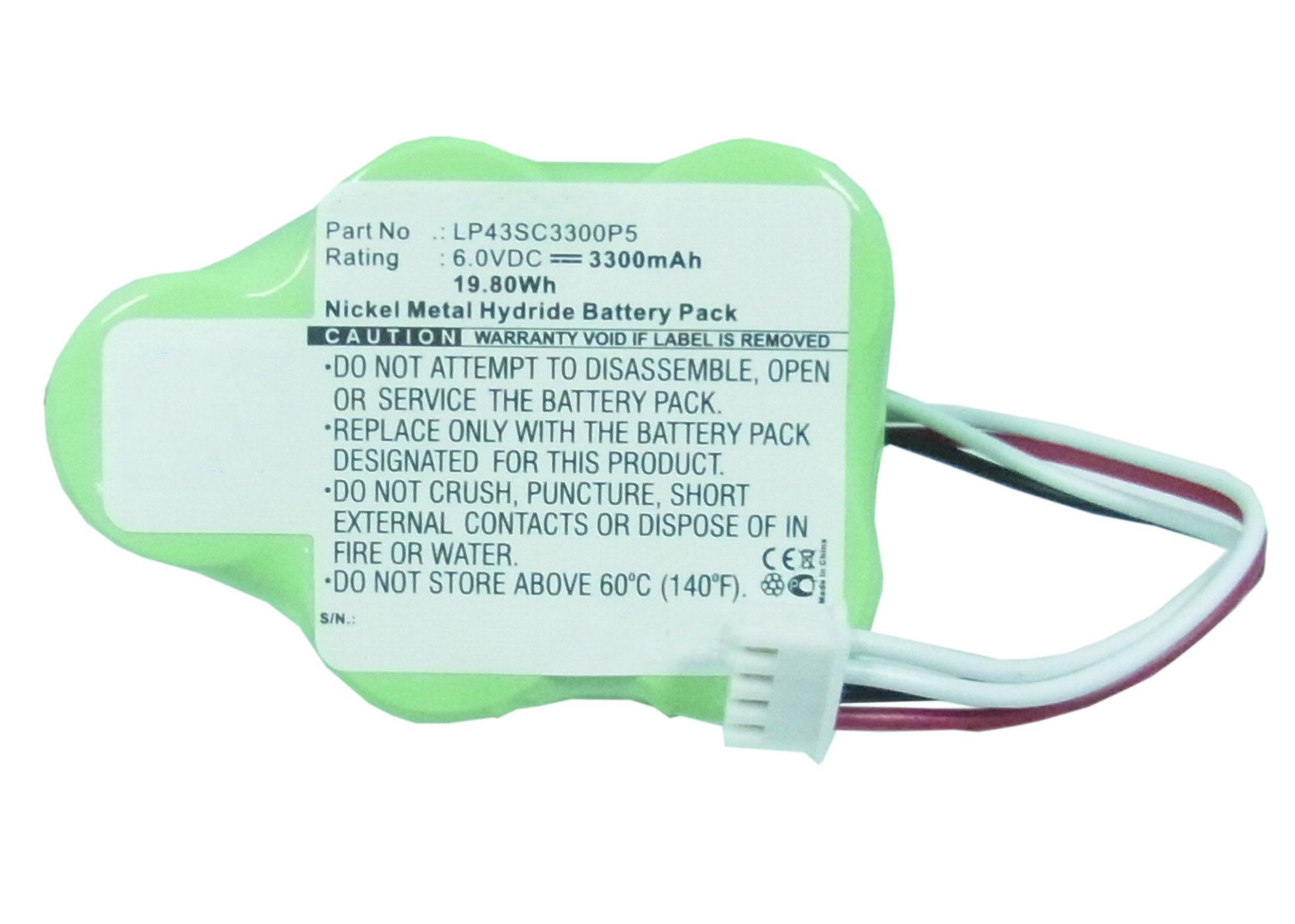 Synergy Digital Vacuum Cleaner Battery, Compatible with Ecovacs LP43SC3300P5 Vacuum Cleaner Battery (Ni-MH, 6V, 3300mAh)