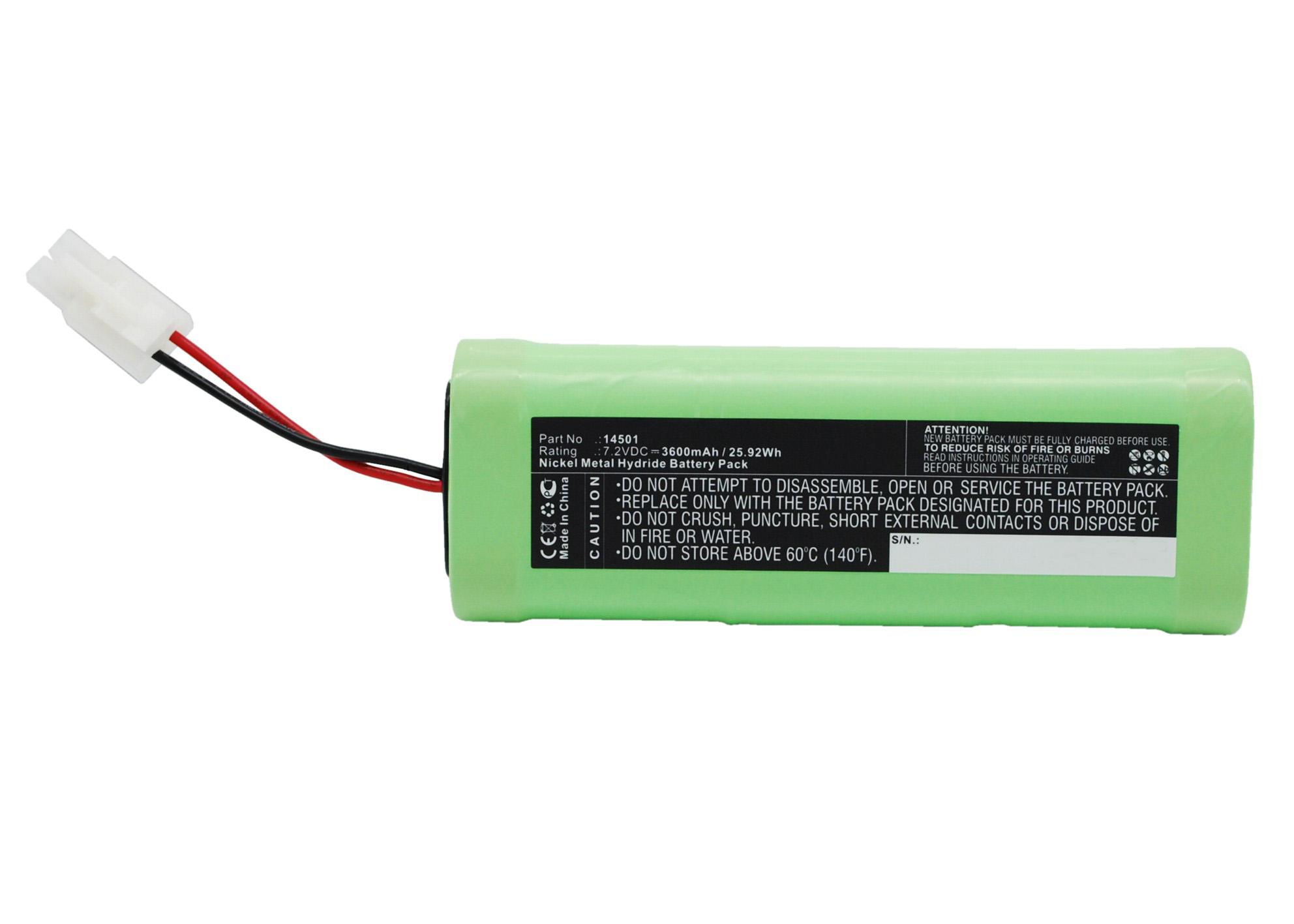 Synergy Digital Vacuum Cleaner Battery, Compatible with iRobot 14501 Vacuum Cleaner Battery (Ni-MH, 7.2V, 3600mAh)