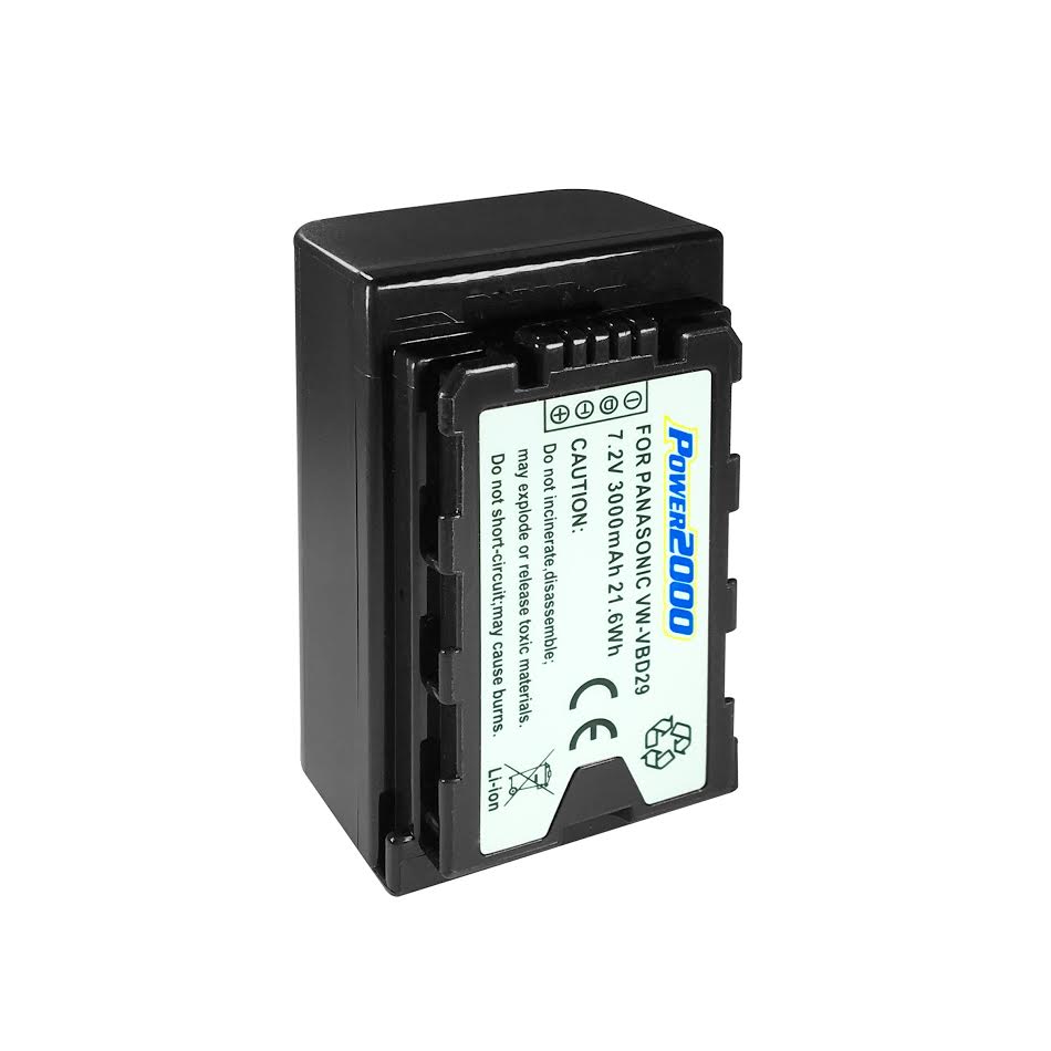 Lithium-Ion Battery Pack (7.2V 3000mAh) - Replacement for Panasonic VW-VBD29 Camcorder Battery