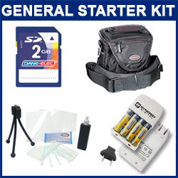Starter Accessory Kit - Includes Case, Cleaning Kit, 4AA rechargeable Batteries with Charger, 2GB SD Memory Card