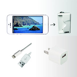 iPhone 5, 5s Accessory Kit - Includes: USB Home Charger and Shutter Release Grip - White