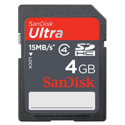 SanDisk 4GB Secure Digital High Capacity (SDHC) Memory Card - Bulk package