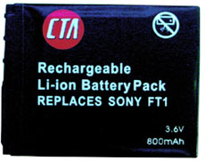 CTA NP-FT1 Lithium-Ion Battery Pack (3.6V) - replacement for Sony DSC-T1 Digital Camera