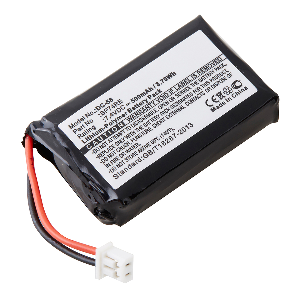 DC-58 Ultra High Capacity (Li-Pol, 7.4V, 500 mAh) Battery - Replacement for Dogtra - BP74RE Batteries