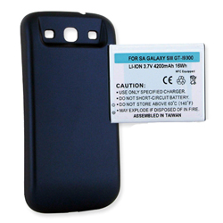 BLI-1258-4.2B Li-Ion Extended Battery - Rechargable Ultra High Capacity (4200 mAh) Equipped with NFC - Replacement For Samsung Galaxy S3 Cellphone Battery - With A Blue Cover