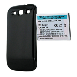 BLI-1258-4.2K Li-Ion Extended Battery - Ultra High Capacity (4200 mAh) Equipped With NFC - Replacement For Samsung Galaxy S3 Cellphone Battery - Includes A Black Cover