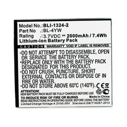 BLI-1324-2 Li-Ion Battery - Rechargable Ultra High Capacity (Li-Ion 3.7V 2000 mAh) - Replacement For Nokia BL-4YW Cellphone Battery