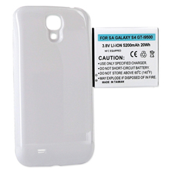 BLI-1341-5.2W Li-Ion Extended Battery - Ultra High Capacity (5200 mAh) Equipped With NFC - Replacement For Samsung Galaxy S4 Cellphone Battery - Includes A White Cover