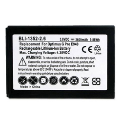 BLI-1352-2.6 Li-Ion Battery - Rechargable Ultra High Capacity (Li-Ion 3.8V 2600 mAh) - Replacement For LG BL-48TH Cellphone Battery