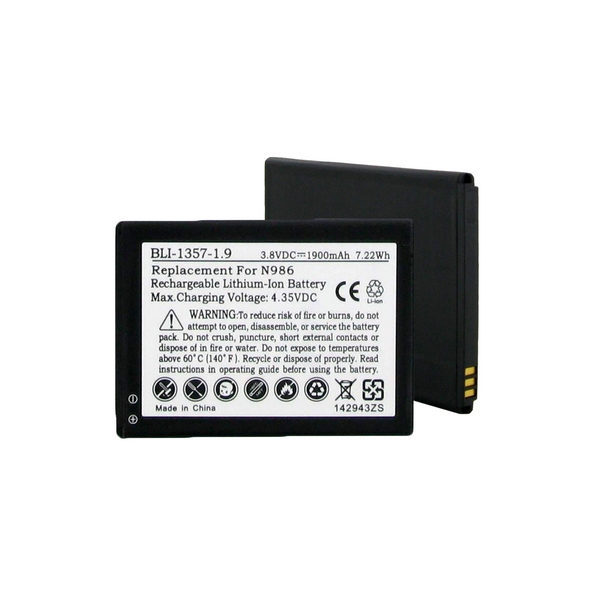BLI-1357-1.9 Li-Ion Battery - Rechargable Ultra High Capacity (Li-Ion 3.8V 1900 mAh) - Replacement For ZTE Li3823T43P3H735350  Cellphone Battery