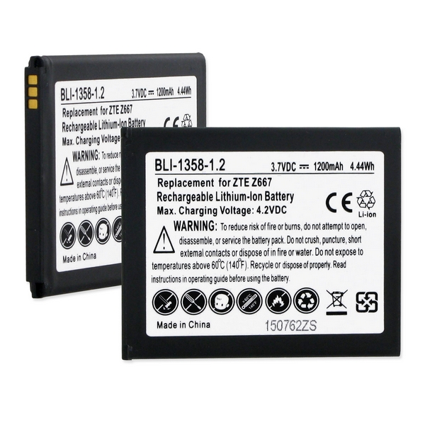 BLI-1358-1.2 Li-Ion Battery- Rechargable Ultra High Capacity (Li-Ion 3.7V 1200mAh ) - Replacement For ZTE Li3815T43P3H6151421 Cellphone Battery